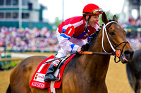 Moonshine Mullin, Calvin Borel up, finds a burst of energy to fight off rival Golden Ticket to win the Alysheba Stakes on Kentucky Oaks day at Churchill Downs.
