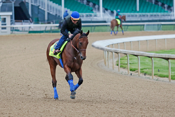 American Pharoah galloped 1 and 1/2 miles in preparation for the Kentucky Derby.