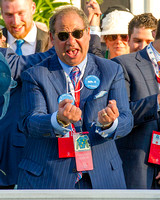 Ahmed Zayat, owner of Kentucky Derby (GI) winner American Pharoah, celebrates in the winners' circle.