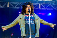 Adam Duritz, lead singer for the Counting Crows performs at the Preakness Infieldfest at Pimlico Race Course in Baltimore, Maryland.