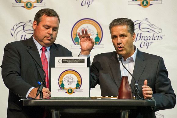 University of Kentucky Basketball Coach John Calipari drew post position 4 for Triple Crown Champion American Pharoah at the Rood & Riddle Post Position Draw for the Breeders' Cup Classic.