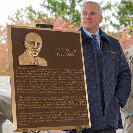 Scenes from the John Gaines Plaque Dedication at Thoroughbred Park in Lexington, Kentucky.