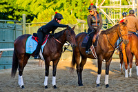 Orb, with exercise rider Jenn Patterson up, waits to jog on the