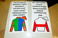 Placards representing the field for the 145th Belmont Stakes pos