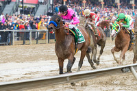 American Freedom, Florent Geroux aboard, trained by Bob Baffert, wins the Latin American Racing Channel Sir Barton Stakes at Pimlico Race Course in Baltimore, Maryland.