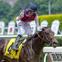Carina Mia, with Julien Leparoux up, trained by Bill Mott, wins the Grade I Acorn Stakes at Belmont Park in Elmont, New York.