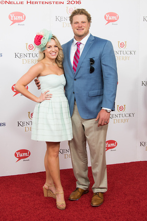 Buffalo Bills player Eric Wood arrives on the Red Carpet at the Kentucky Derby at Churchill Downs in Louisville, Kentucky.