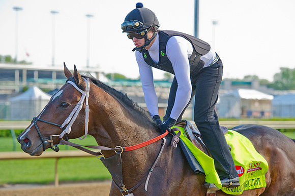 Commanding Curve galloped in preparation for the 140th Kentucky Derby.