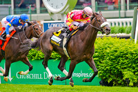 A Little Bit Sassy, Luis Saez up, wins the Edgewood Stakes on Kentucky Oaks day at Churchill Downs.