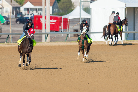 Louisiana Derby (GII) winner and Road to the Kentucky Derby points leader International Star galloped a mile and a quarter with exercise rider Joel Barrientos up in preparation for the Kentucky Derby.