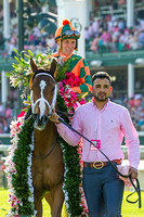 Kerwin Clark and Lovely Maria in the winners circle after capturing the Kentucky Oaks (GI) at Churchill Downs in Louisville, Kentucky.