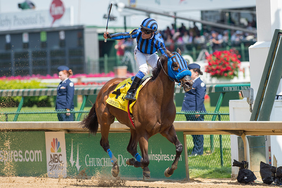 Private Zone, Martin Pedroza up, wins the Churchill Downs Stakes at Churchill Downs in Louisville, Kentucky.