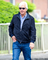Trainer Bob Baffert, enters to paddock to observe Triple Crown hopeful American Pharoah just a few days away from a start in the Belmont Stakes (GI) in Elmont, New York.