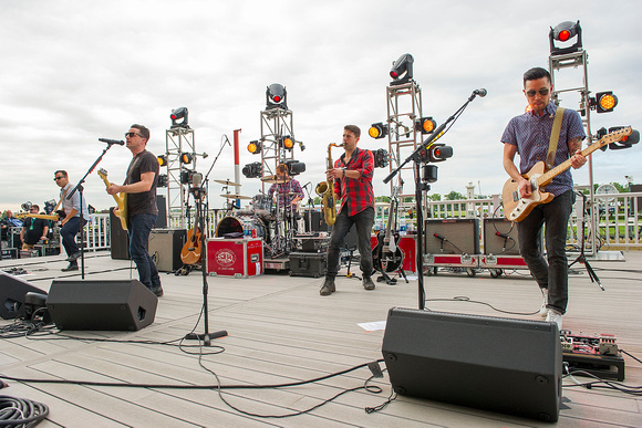 Popular music group O.A.R. performs for fans at Belmont Park in Elmont, New York.