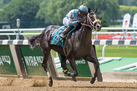 Tom's Ready, Joel Rosario up, trained by Dallas Stewart, wins the Grade II Woody Stephens Stakes at Belmont Park in Elmont, New York.