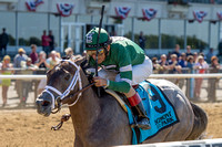 Bode's Dream, ridden by John Velazquez, and trained by Todd Pletcher, wins the Astoria Stakes at Belmont Park, in Elmont, New York.