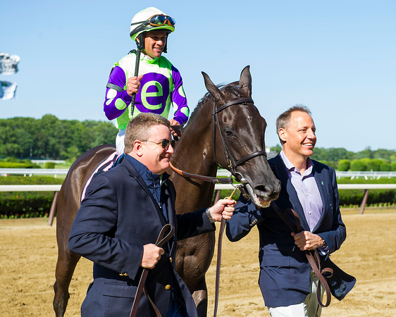 Zindaya, Javier Castellano up, trained by Chad Brown, wins the Intercontinental Stakes at Belmont Park in Elmont, New York.