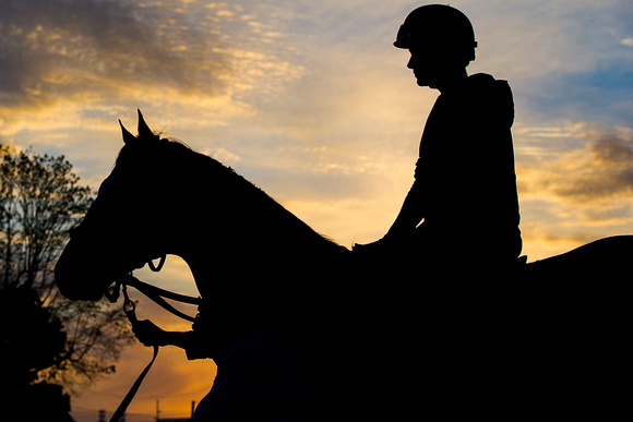 Scenes from morning workouts at Churchill Downs in Louisville, Kentucky.