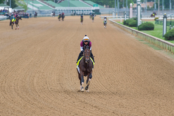 Shagaf, trained by Chad Brown, gallops in preparation for the Kentucky Derby in Louisville, Kentucky.