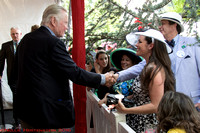 Actor Jon Voigt greets fans watching the Red Carpet arrivals at the Kentucky Derby at Churchill Downs in Louisville, Kentucky.