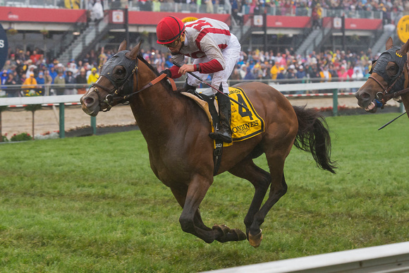 Takeover Target, Joel Rosario up, trained by Chad Brown, wins the GII Dixie Stakes at Pimlico Race Course in Baltimore, Maryland.
