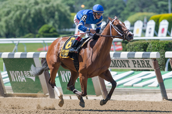 Kareena, Irad Ortiz Jr. aboard and trained by Kiaran McLaughlin, wins the Jersey Girl Stakes at Belmont Park in Elmont, New York.
