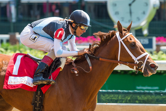 Curalina, ridden by John Velazquez and trained by Todd Pletcher, wins the La Troienne Stakes at Churchill Downs in Louisville, Kentucky.