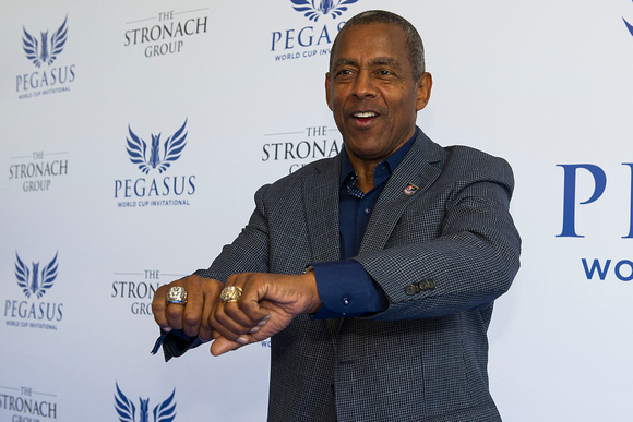 Retired Dallas Cowboys running back and Pro Football Hall of Famer Tony Dorsett displays his championship rings at 2017 Pegasus World Cup Invitational Day at Gulfstream Park in Hallandale Beach, Flori
