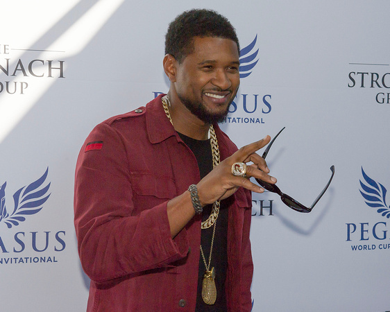 Usher arrives at 2017 Pegasus World Cup Invitational Day at Gulfstream Park in Hallandale Beach, Florida.