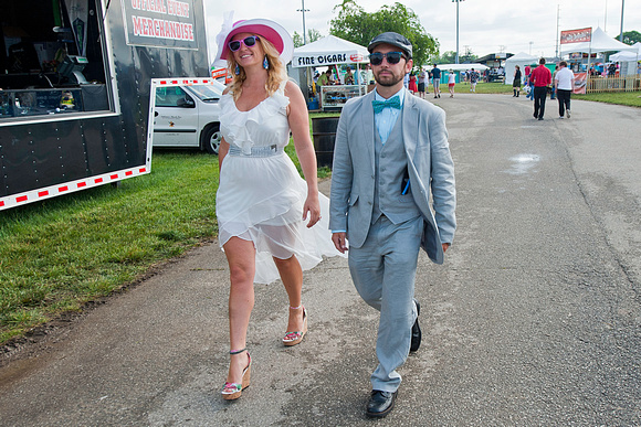 Patrons in the infield on Kentucky Derby day.