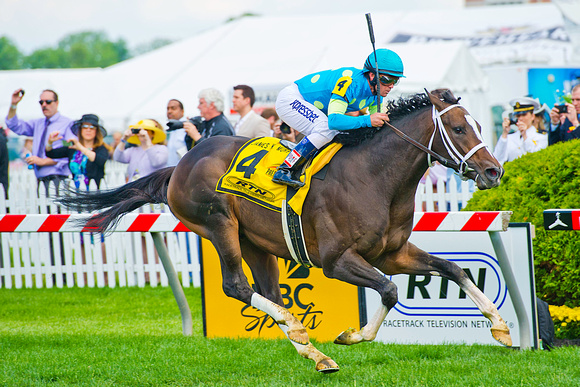 Wallyanna, Javier Castellano up, wins the James W. Murphy Stakes at Pimlico Race Course in Baltimore, Maryland.